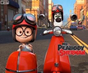 Puzzle Ο κ. Peabody και Sherman της μοτοσικλέτας με καλάθι